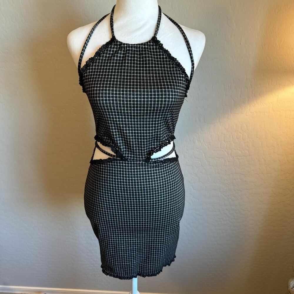 Plaid mini dress with side cutouts size small‎